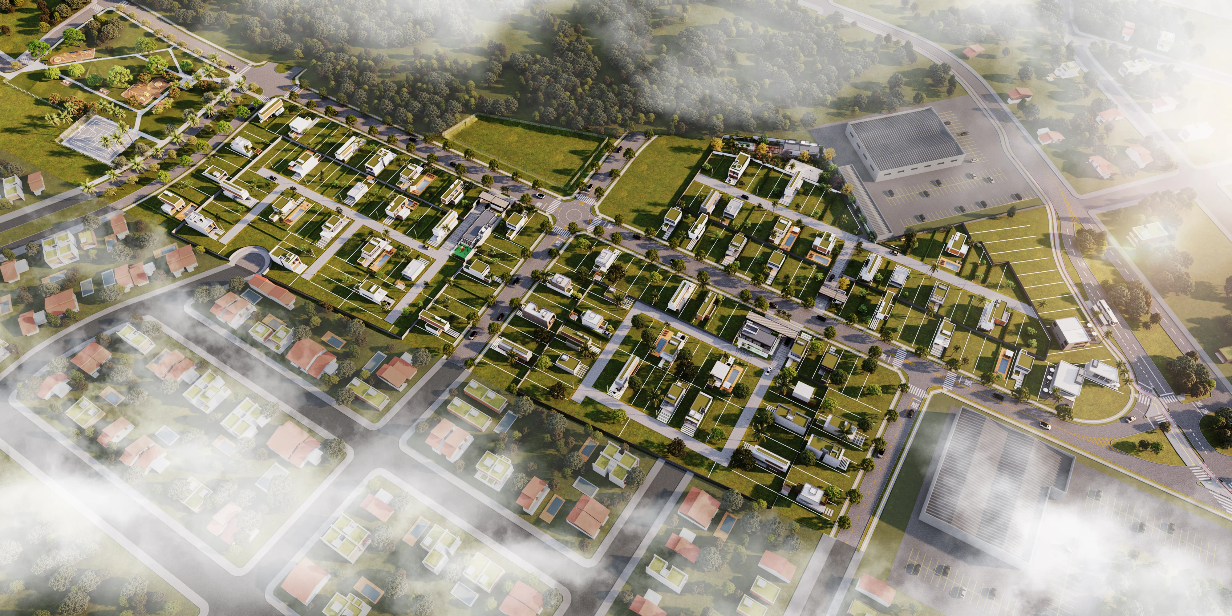 Vista aérea completa do Las Casas Bairro Planejado