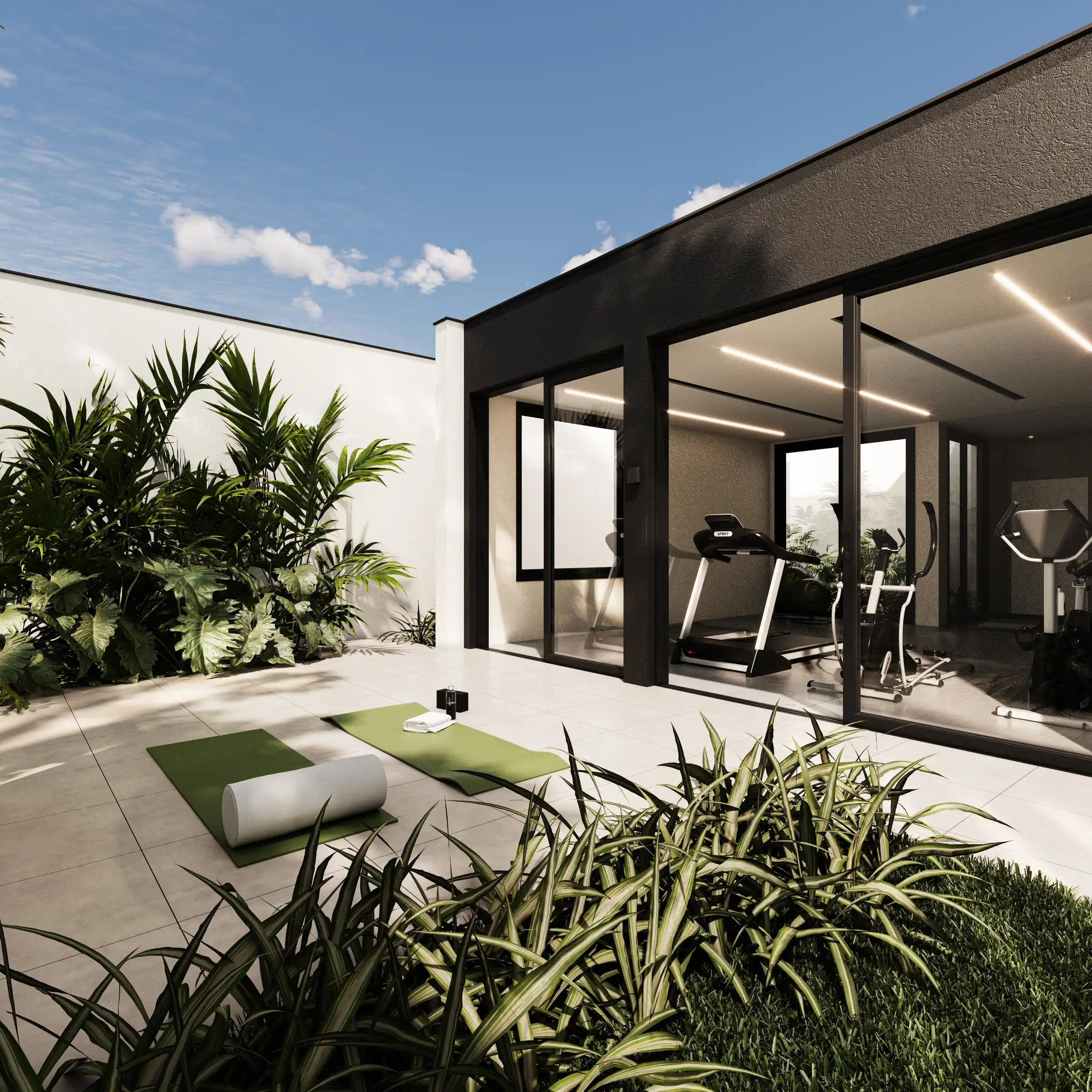 Apoio fitness do condomínio