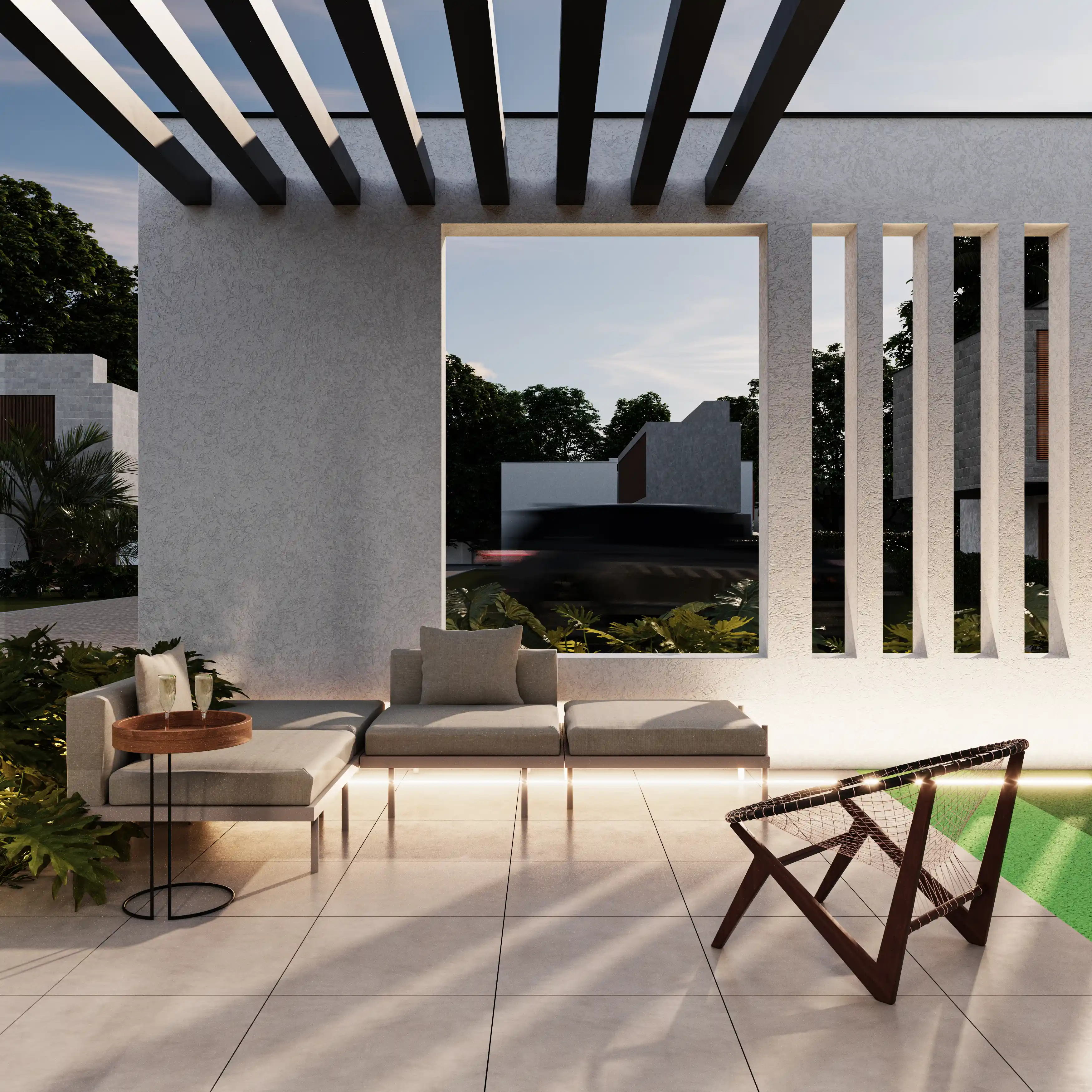 Detalhe arquitetônico do condomínio